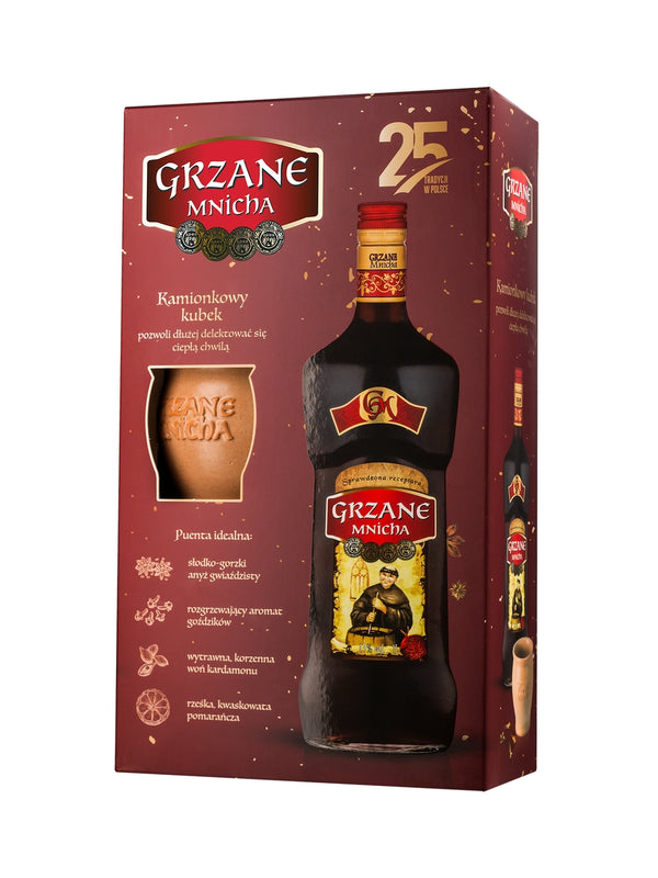 Gift Set Grzaniec Grzane Mnicha + Stoneware Mug Mulled Wine 1L / 14% (Wino+Kubek Kamionkowy)